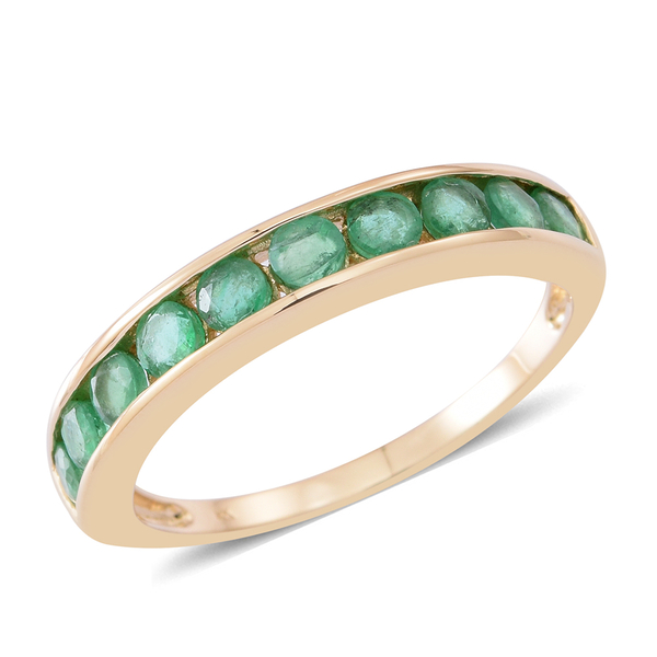9K Y Gold AA Kagem Zambian Emerald (Rnd) Half Eternity Ring 1.000 Ct.