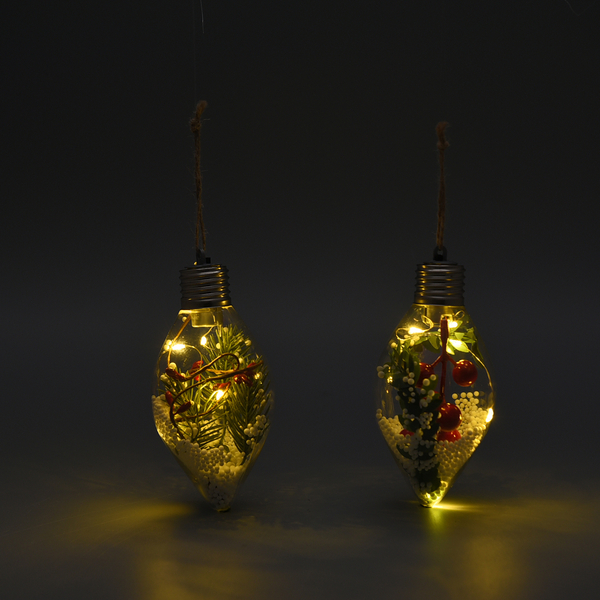 Set of 2 -  Decorative Drop Pattern Transparent LED Light (Size 14x7Cm)