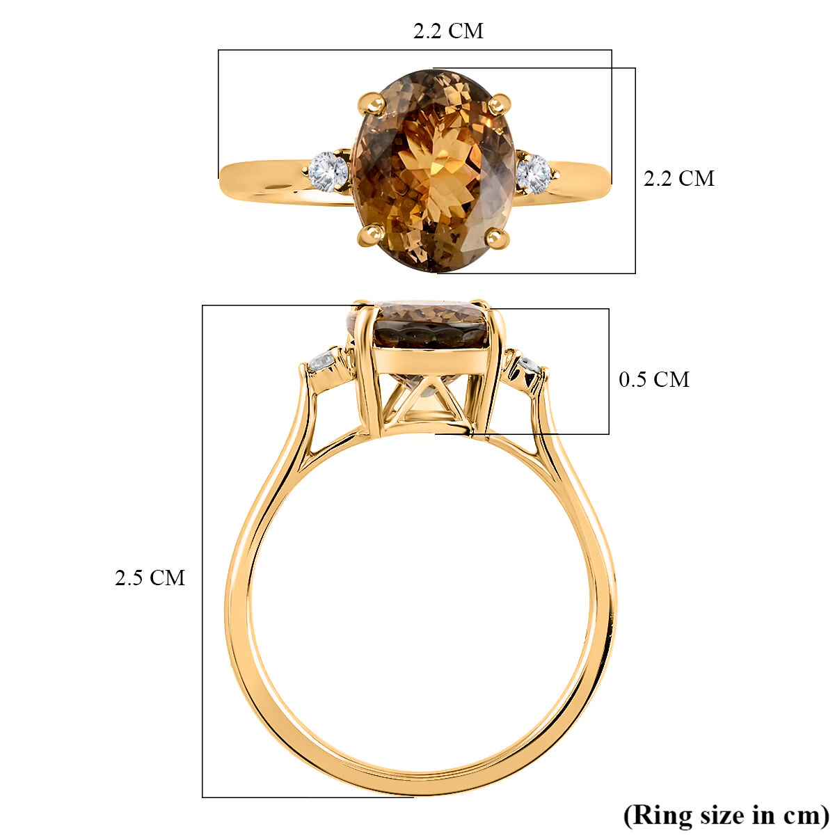 Certified  14K Yellow Gold AAA Natural Golden Tanzanite and I2 GH Diamond Ring