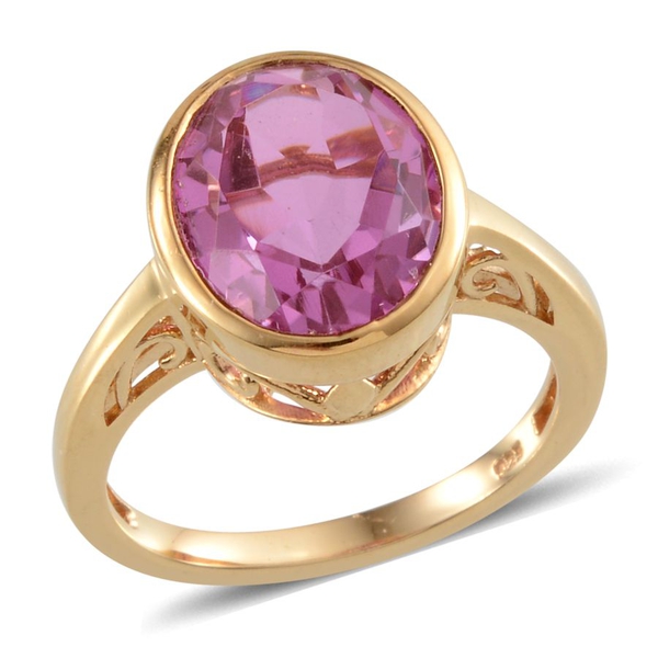 Kunzite Colour Quartz (Ovl) Solitaire Ring in 14K Gold Overlay Sterling Silver 6.000 Ct.
