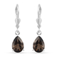 Smoky Quartz Solitaire Lever Back Earrings in Sterling Silver 3.34 Ct.