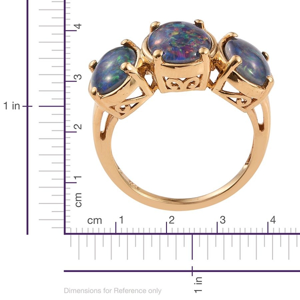 Boulder Opal Triplet (Ovl 1.75 Ct) 3 Stone Ring in 14K Gold Overlay Sterling Silver 4.250 Ct.