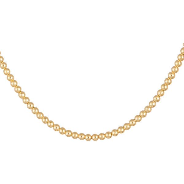 Close Out Deal Yellow Gold Overlay Sterling Silver Bead Necklace (Size 20), Silver wt 7.70 Gms.