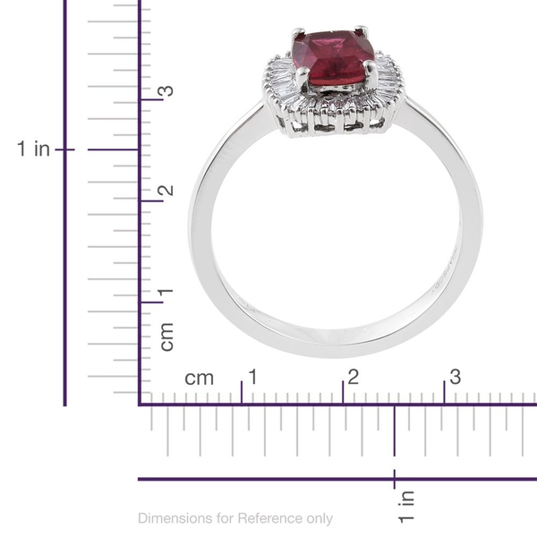 RHAPSODY 950 Platinum 1.50 Ct. AAAA Rubelite Cushion Halo Ring with Diamond VS-E-F