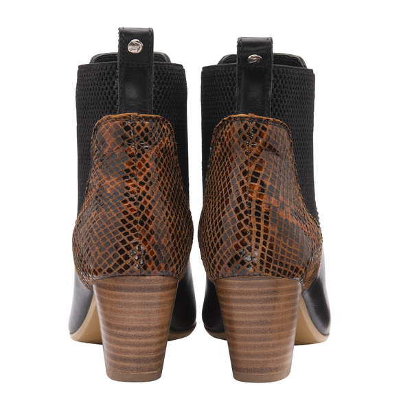 Ravel Moa Snake Pattern Leather Heeled Ankle Boots (Size 5) - Black