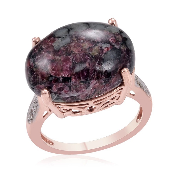 Eudialyte (Ovl 8.75 Ct), Diamond Ring in Rose Gold Overlay Sterling Silver 8.770 Ct.