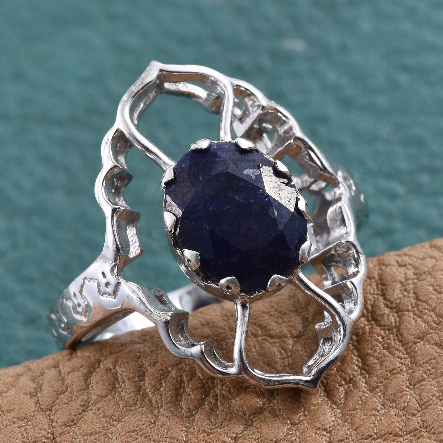 Kimberley Crimson Spice Collection Enhanced Sapphire (Ovl) Ring in Platinum Overlay Sterling Silver 3.000 Ct.