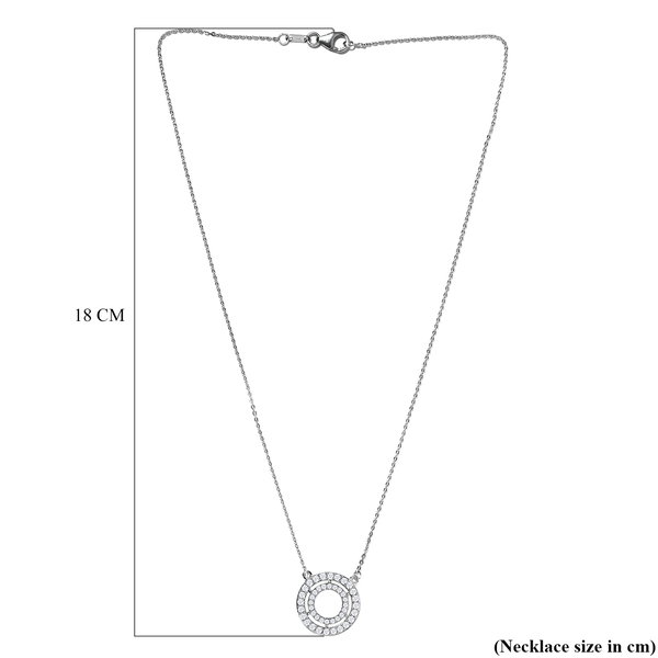 Moissanite Necklace (Size - 18) in Platinum Overlay Sterling Silver 1.10 Ct.