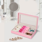 Shimmering Jewellery Box (25.4x5x15.2cm) with Matching Soap Flowers (12 Pcs) - Pink