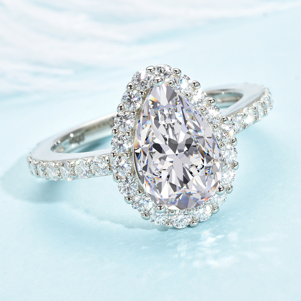 Moissanite Ring in Rhodium Overlay Sterling Silver 3.71 Ct.