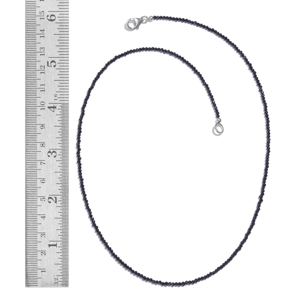 Black Sapphire Necklace (Size 18) in Platinum Overlay Sterling Silver 13.690 Ct.