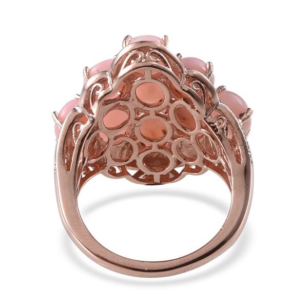Peruvian Pink Opal (Ovl), Diamond Ring in Rose Gold Overlay Sterling Silver 5.020 Ct.