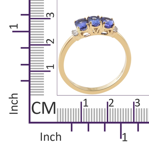 ILIANA 1.55 Ct AAA Tanzanite and Diamond (SI/G-H) Ring in 18K Gold