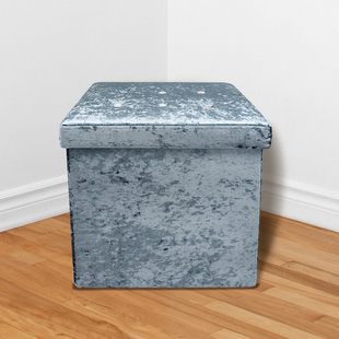 Lesser and Pavey Velvet Folding Storage Ottoman Box in Teal Colour (Size 35x35x37 cm)