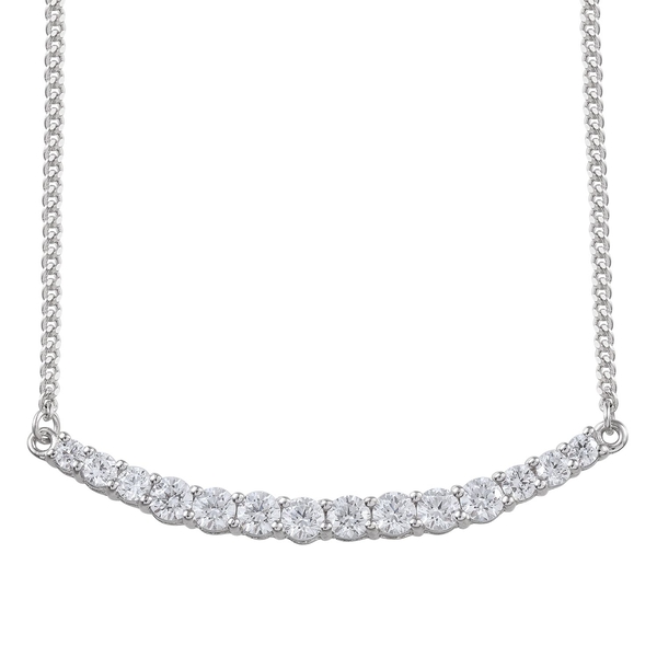 Lustro Stella - Platinum Overlay Sterling Silver (Rnd) Necklace (Size 18) Made with Finest CZ 1.800 