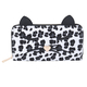 Leopard Pattern Long Size Wallet with Zipper Closure  Black