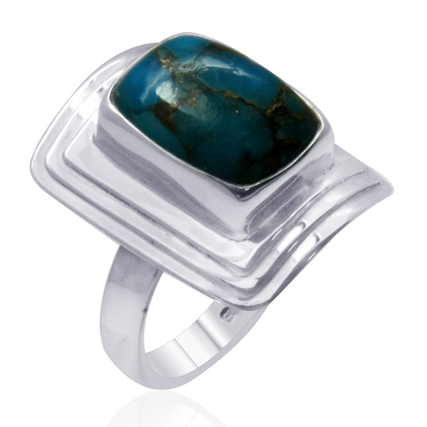 Royal Bali Collection Mohave Blue Turquoise (Cush) Solitaire Ring in Sterling Silver 6.370 Ct.