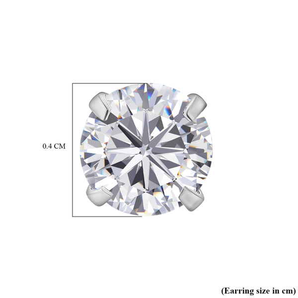 Moissanite Stud Earrings (With Push Back) in Rhodium Overlay Sterling Silver