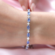 Kashmir Kyanite and Natural Cambodian Zircon Bracelet (Size 7) in Sterling Silver 9.01 Ct, Silver Wt. 11.02 Gms