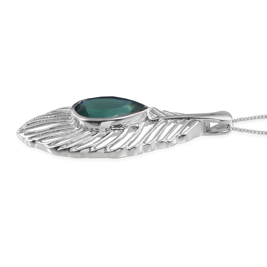 Peacock Quartz (Pear) Pendant With Chain in Platinum Overlay Sterling Silver 5.500 Ct.