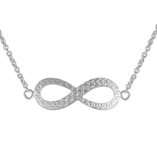 Close Out Deal Rhodium Plated Sterling Silver Infinity Necklace (Size 26), Silver wt 4.50 Gms.