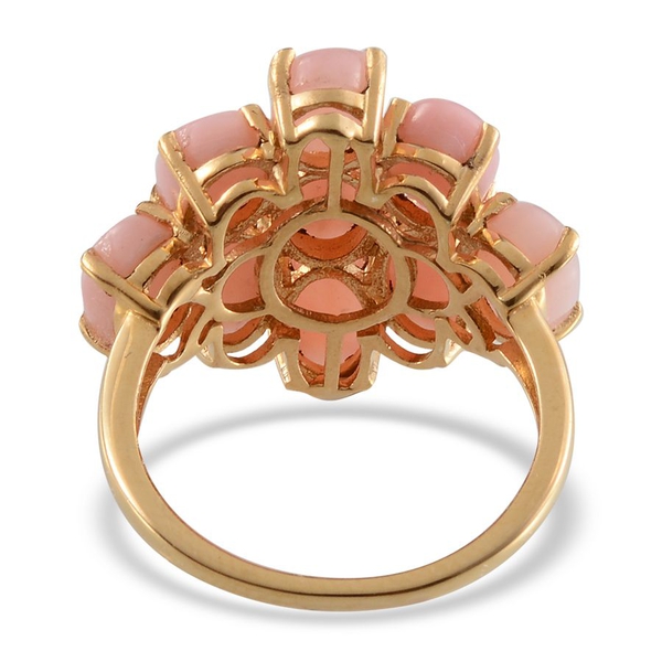 Peruvian Pink Opal (Ovl) Cluster Ring in Yellow Gold Overlay Sterling Silver 6.750 Ct.