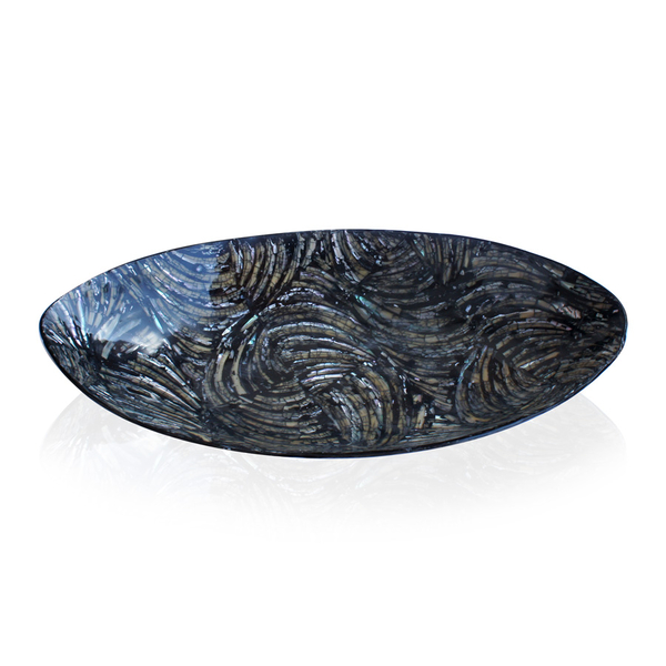 Canoe Shape Bowl Shell Inlay with Black Resin (Size 28x15 Cm)