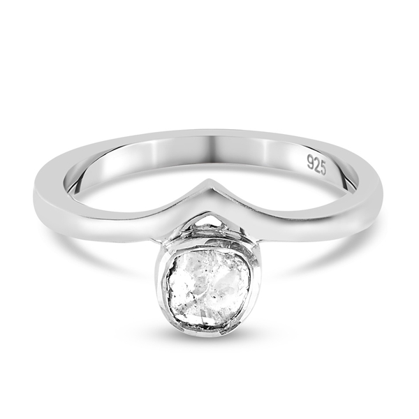 Artisan Crafted Polki Diamond Ring in Platinum Overlay Sterling Silver 0.10 Ct.