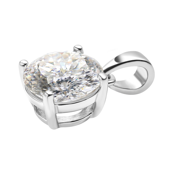 Moissanite (120 Faceted) Pendant in Rhodium Overlay Sterling Silver 1.90 Ct.