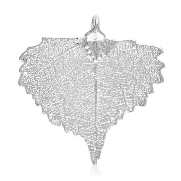 Real Cottonwood Leaf Pendant (Size 4 - 4.5 Cm) Dipped in Silver