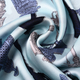 LA MAREY 100% Glossy Mulberry Silk Sceptre Pattern Blue Scarf (175x52cm)