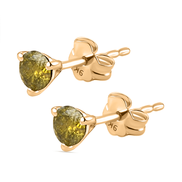 9K Yellow Gold Yellow Diamond Stud Earrings (with Push Back) 0.26 Ct.