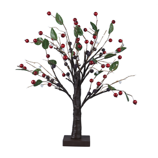 24 LED Tree Lamp Embellished with Leaves and Fruit (3xAA Battery Not Included)