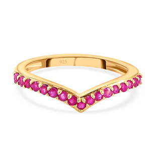 African Ruby Wishbone Ring in 14K Gold Overlay Sterling Silver 0.50 Ct.