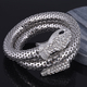 White Austrian Crystal and Simulated Black Spinel Snake Bracelet (Size 7.5) in Silver Tone