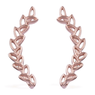 Vicenza Collection Leaves Climber Earrings in Rose Gold Plated Silver