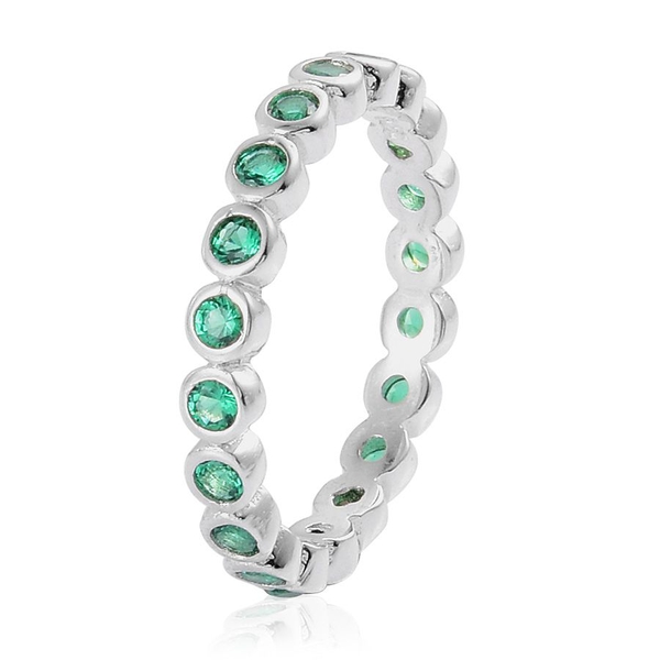 Simulated Green Spinel (Rnd) Full Eternity Ring in Rhodium Plated Sterling Silver 0.800 Ct.