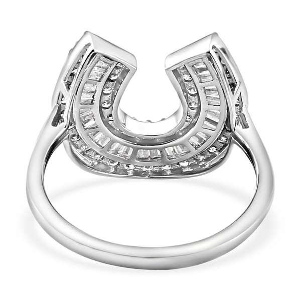 9K White Gold SGL Certified Diamond (I3/G-H) Horseshoe Ring 1.00 Ct.