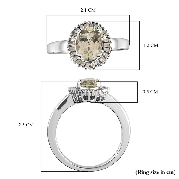Turkizite and Diamond Ring in Platinum Overlay Sterling Silver 1.56 Ct.