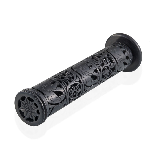 Home Decor - Beautiful Elephant and Filigree Carved Black Soapstone Incense Pipe (Size 10x2)