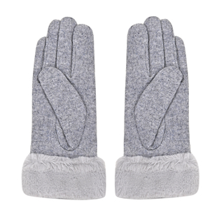 Cashmere Faux Fur Gloves Gray