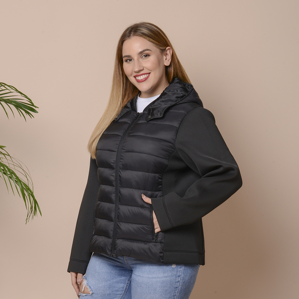 Winter Puffer Jacket with Hoodie in Classic Black (Size: S, 10-12)
