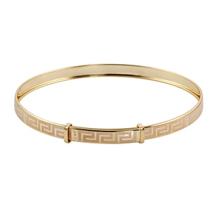 One Time Close Out Deal - 9K Yellow Gold Greek Key Bangle (Size- 7.5)