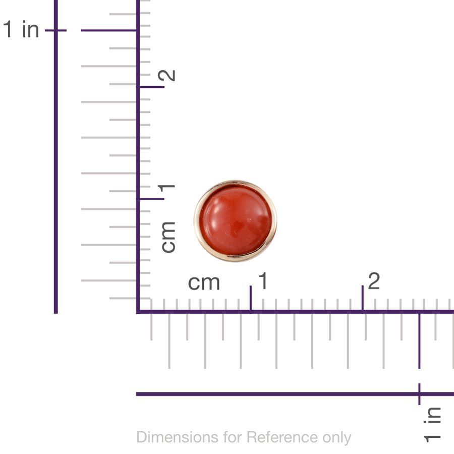 9K Y Gold Natural Mediterranean Coral (Rnd) Stud Earrings (With Push Back) 1.330 Ct.