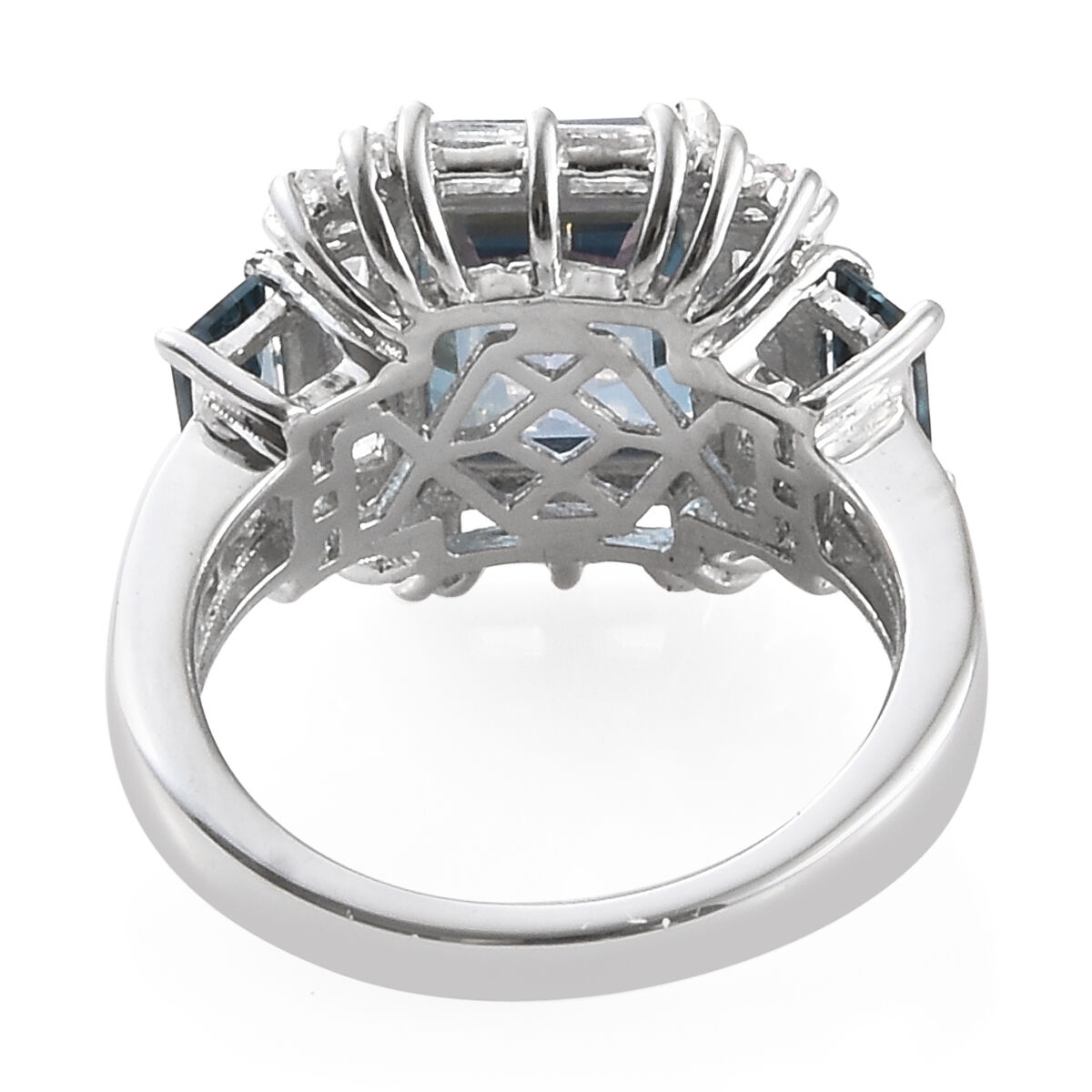 Mystic Neptune Topaz (Oct 4.00 Ct), White Topaz and London Blue Topaz Ring in Platinum Overlay Sterling Silver 6.750 Ct.