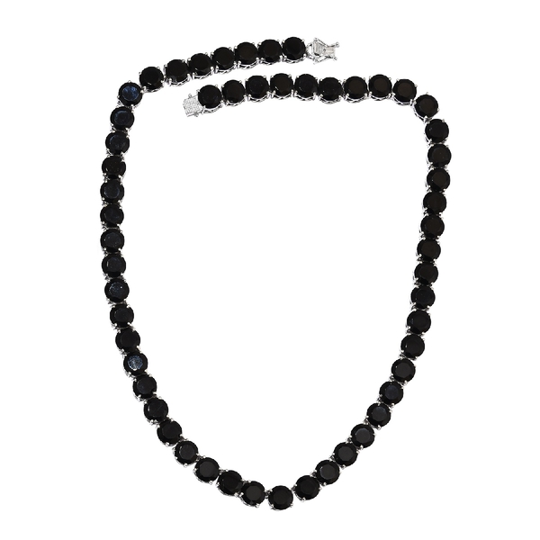 183.50 Ct Boi Ploi Black Spinel Beaded Necklace in Platinum Plated ...