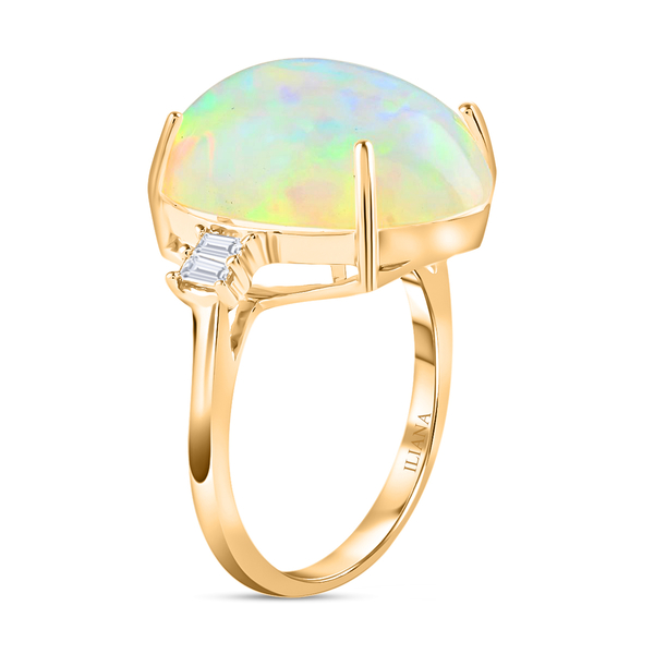 Certified and Appraised 18K Yellow Gold AAA Ethiopian Welo Opal and Diamond (SI-G-H) Ring 7.75 Ct, Gold Wt 3.76 Gms.