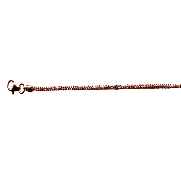 JCK Vegas Collection Rose Gold Overlay Sterling Silver Twisted Rock Chain (Size 24), Silver wt 5.17 