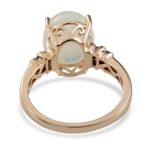 9K Y Gold Ethiopian Welo Opal (Ovl 5.00 Ct), Diamond Ring 5.250 Ct.