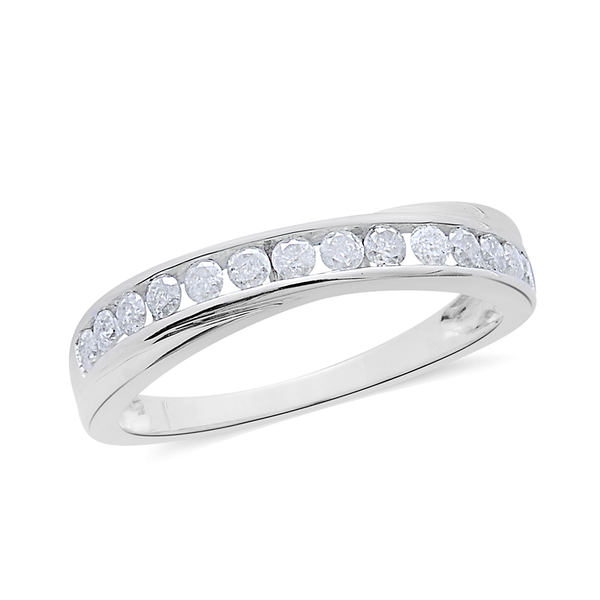 9K White Gold SGL Certified 0.50 Carat Diamond Half Eternity Band Ring (I 3/G-H).